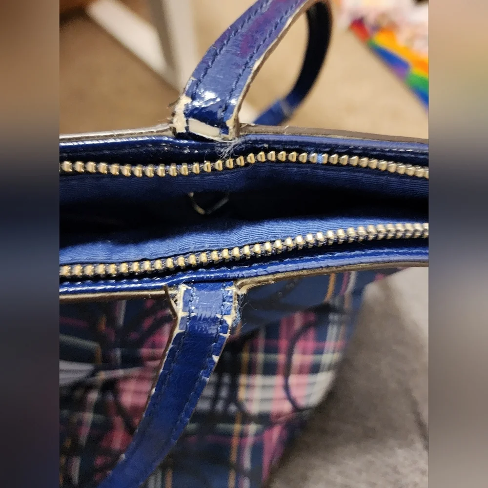 Preowned vintage tartan Coach blue and‎ purple bag